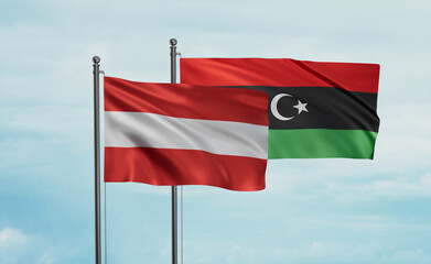 Libya and Austria flag