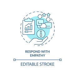 Fototapeta na wymiar Respond with empathy soft blue concept icon. Help customer. Build trust. Solve problem. Active listening. Satisfied client. Round shape line illustration. Abstract idea. Graphic design. Easy to use
