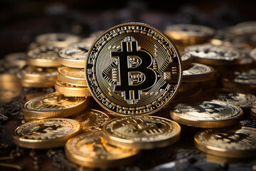 Business background from bitcoin cryptocurrency, bitcoin of coins. Generative AI