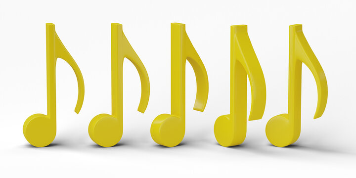 Music note isolated on transparent background. 3D render