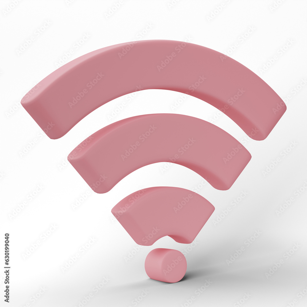 Poster 3d rendering, icon wi-fi, wireless internet network symbol isolated on transparent background