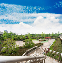 spring park and modern city