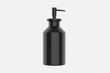 Metallic Cosmetic Bottle With Pump Mockup. 3d illustration