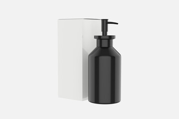 Metallic Cosmetic Bottle With Pump Mockup. 3d illustration