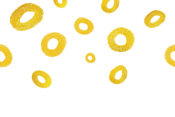 Pineapple Ring Gummy Candies Falling Down