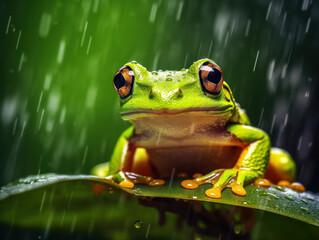 Frog in its Natural Habitat, Wildlife Photography, Generative AI