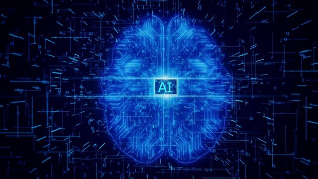 Artificial intelligence Big Data concept. Technology engineering Machine learning cyber mind. Futuristic Innovation. Brain printed circuit board. information, cloud computing, statistics, processing.