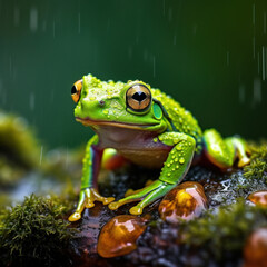Obraz premium Frog in its Natural Habitat, Wildlife Photography, Generative AI