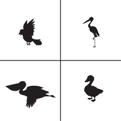 FLAT DESIGN BIRD SILHOUETTE SET


