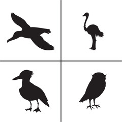 FLAT DESIGN BIRD SILHOUETTE SET


