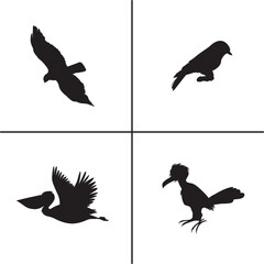 FLAT DESIGN BIRD SILHOUETTE SET


