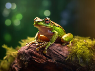 Obraz premium Frog in its Natural Habitat, Wildlife Photography, Generative AI