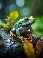 Frog in its Natural Habitat, Wildlife Photography, Generative AI