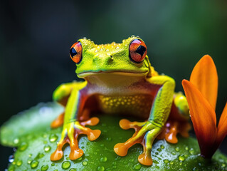 Frog in its Natural Habitat, Wildlife Photography, Generative AI