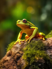 Obraz premium Frog in its Natural Habitat, Wildlife Photography, Generative AI