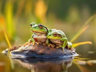 Obraz premium Frog in its Natural Habitat, Wildlife Photography, Generative AI