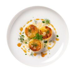 Damper Australian Cuisine On White Plate On Isolated Transparent Background, Png