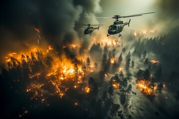 Obraz na płótnie Canvas Trees burned by wildfires Generative AI