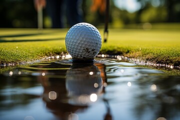 Golfer Retrieving A Ball From The Cup, Generative AI