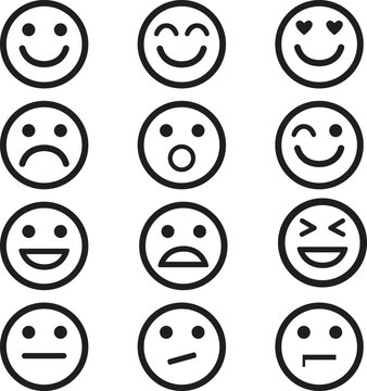 set of emoji faces vector