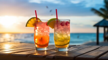 while enjoying drinks on the beach,