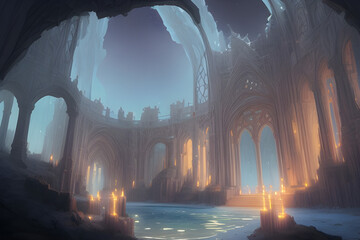 landscape with snow and trees. Generative ai