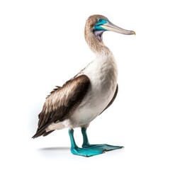 Obraz premium Blue-footed booby bird isolated on white. Generative AI