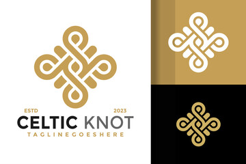 Celtic knot leaf logo design vector symbol icon illustration - obrazy, fototapety, plakaty