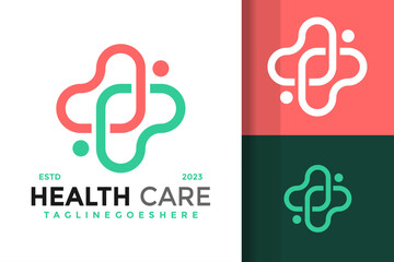 Health care medical cross logo design vector symbol icon illustration