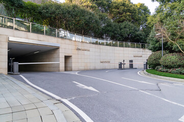Modern building underground parking lot exit - 630209454