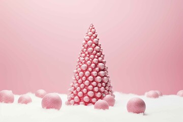 Obraz na płótnie Canvas Christmas stock photography, christmas banner, minimalism, pop art, copy space, Snow, Christmas Tree generative AI technology