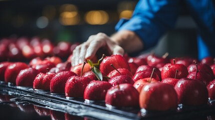 Controlling the production and selection of apple fruit is a technologist at a food processing...