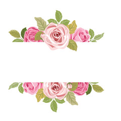 clipart of a bouquet of pink roses and leaves