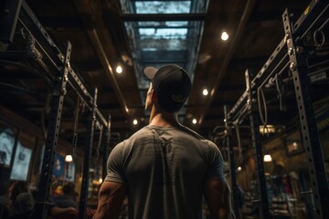 Gym Member With Pull Up Rig, Generative AI 