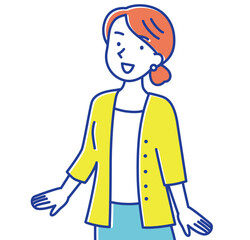 カーディガンを着て微笑む若い女性