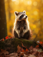 Obraz premium Raccoon in its Natural Habitat, Wildlife Photography, Generative AI