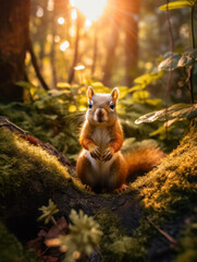 Squirrel in its Natural Habitat, Wildlife Photography, Generative AI