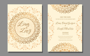 Retro vintage mandala wedding invitation