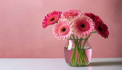 Foto op Plexiglas Beautiful pink gerbera flowers in a vase © adobeshahin