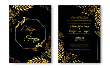 Luxury floral wedding invitation template
