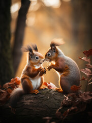 Obraz premium Squirrel in its Natural Habitat, Wildlife Photography, Generative AI