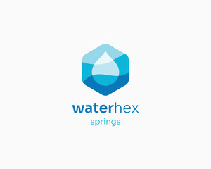 Creative hexagon water drop logo