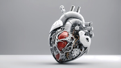 Künstliches Herz. Anatomisches Bauteil. Unsterblichkeit erreichen durch mechanische Bauteile, künstliche intelligenz und Nanobot`s.