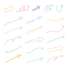 シンプルな手書きの矢印セット（パステルカラー）
Simple handwritten arrow set (pastel color)