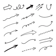 シンプルな手書きの矢印セット（白黒）
Simple handwritten arrow set (black and white)