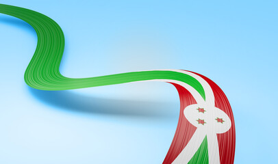 3d Flag Of Burundi 3d Wavy Shiny Burundi Ribbon Isolated On Soft Blue Background 3d illustration