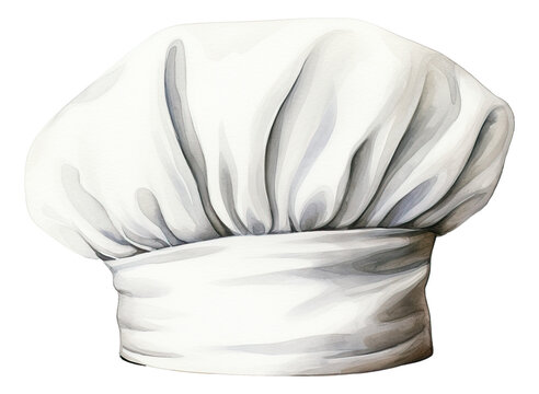 Watercolor white chef hat isolated.