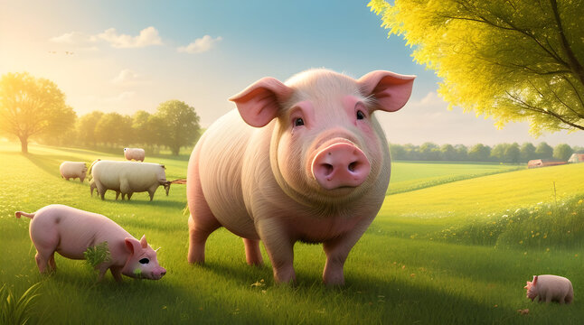 Endearing Rural Charm: Captivating Image of a Pig in its Natural Farm Setting"