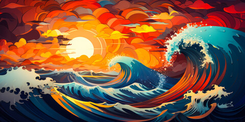 Fototapeta na wymiar Abstract Ocean Waves: Conceptual Background