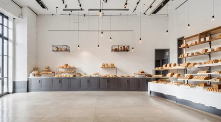 Gordijnen 3d render bread cafe interior to sell pastry and cake © saktiyudha